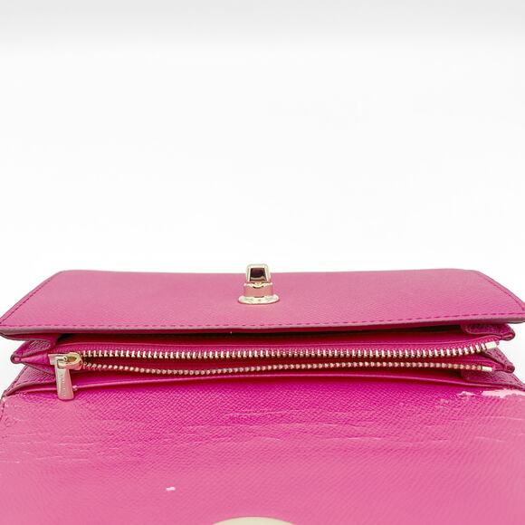 COACH Embossed Textured/Crossgrain Leather Slim Envelope Wallet F52345 (Fuchsia) - Picture 8 of 12